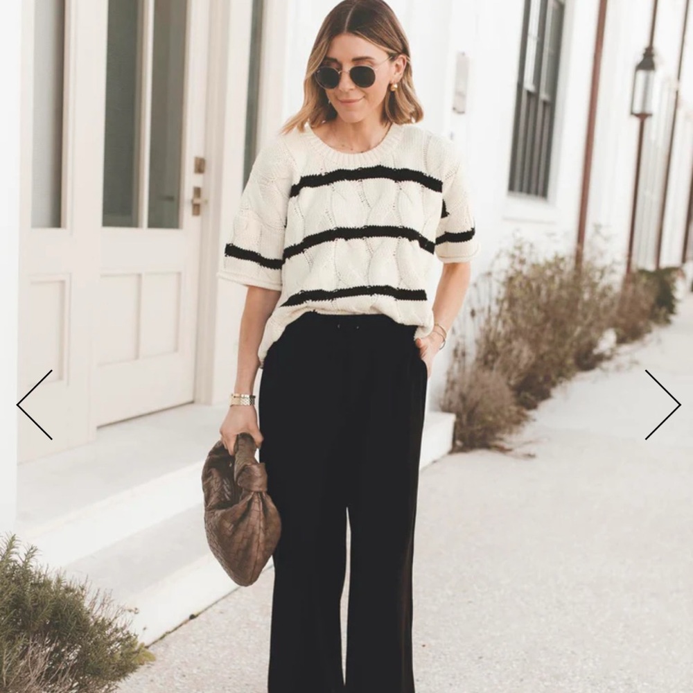 NWT Splendid x CellaJaneBlog Stripe Cable Short-Sleeve Sweater | Size Small